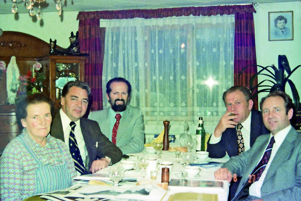 1980: Russian delegation visited RED HOLSTEIN / SIMMENTAL - first cross results at the Schrago farm in Switzerland On the right: Dr. Y. Legoshin and Dr. L. Stefaniouk from the agriculture Ministry in Moscow of the Soviet Union. On the left: Agnes Schrago, mother of Jean-Louis Schrago. In the middle: Dr. H. Ernst, director of the Genetic Institute “Pushkin” near St. Petersburg (Russia). Following this visit, a Russian delegation came back to Switzerland in 1984, 1985 and 1986 during the Bulle show. At this time, Russia bought 150 Red Holstein young bulls to produce semen in Soviet Union especially in Ukraine. At this time, the Bulle show was organized by Victor Jordan and Christof Gerber of Fribourg Switzerland.